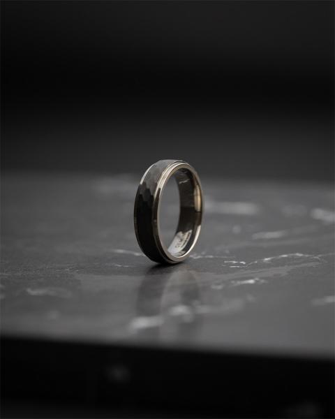 6 mm Titanring mit silberner und schwarzer Oberfläche - Duplus Silver Black
